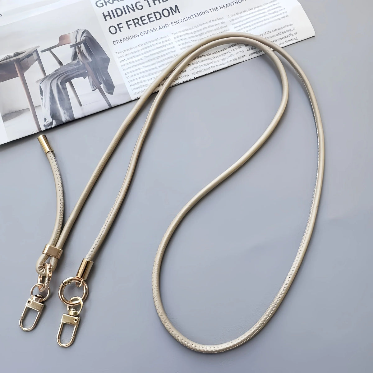 Phone Strap Leather Adjustable Length With Metal Clips