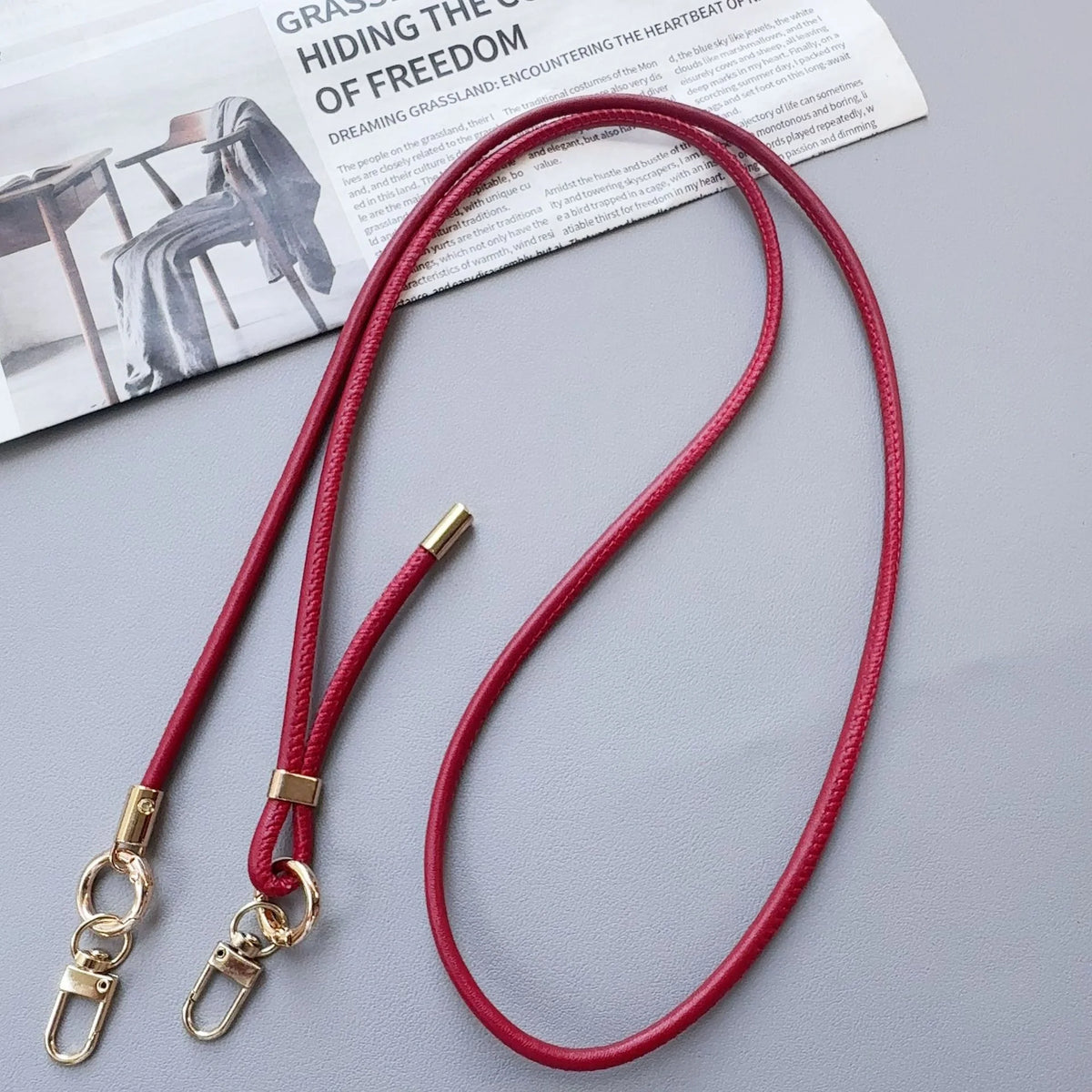 Phone Strap Leather Adjustable Length With Metal Clips