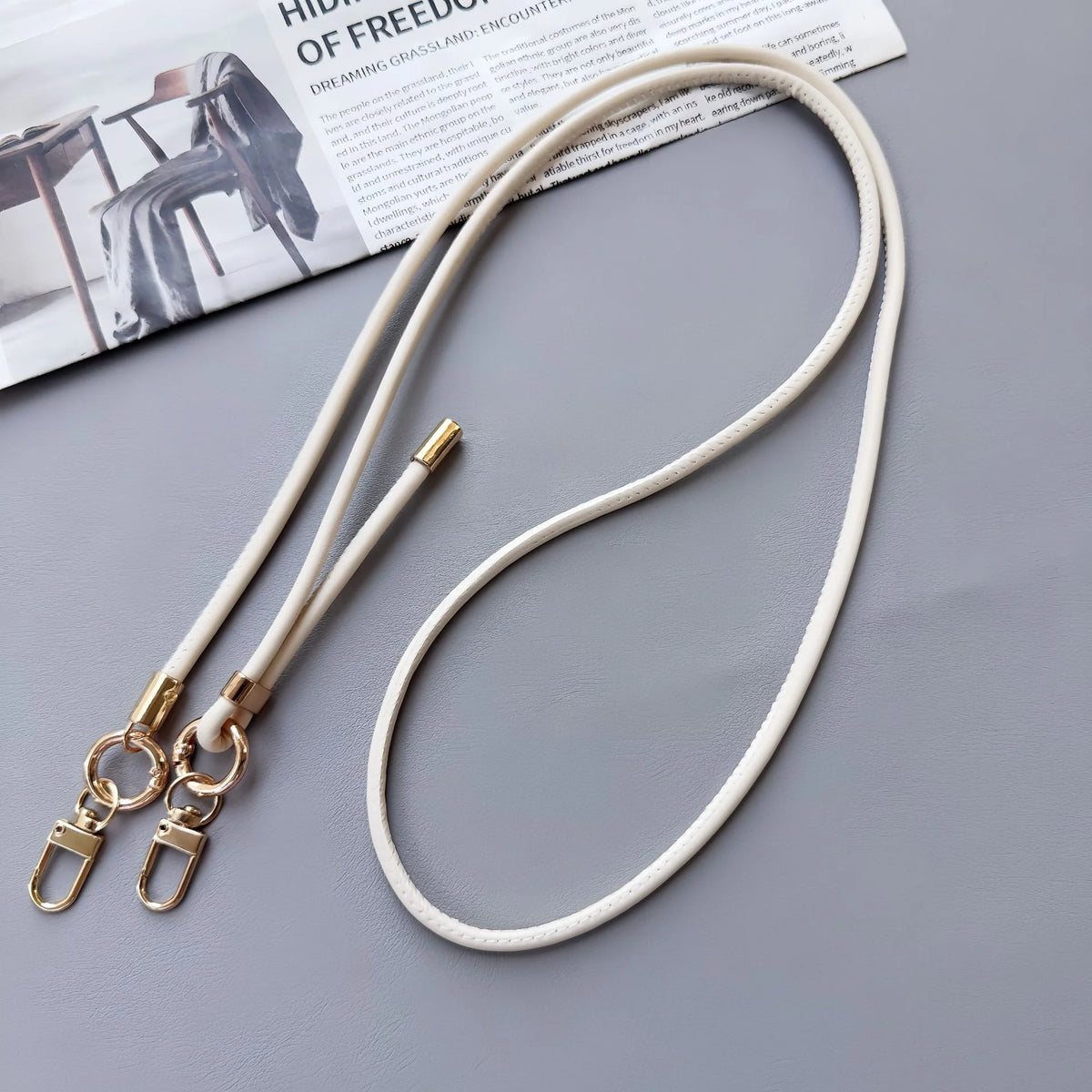 Phone Strap Leather Adjustable Length With Metal Clips