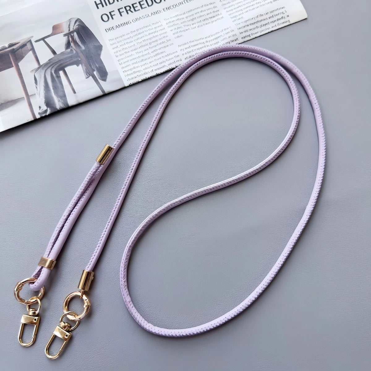 Phone Strap Leather Adjustable Length With Metal Clips