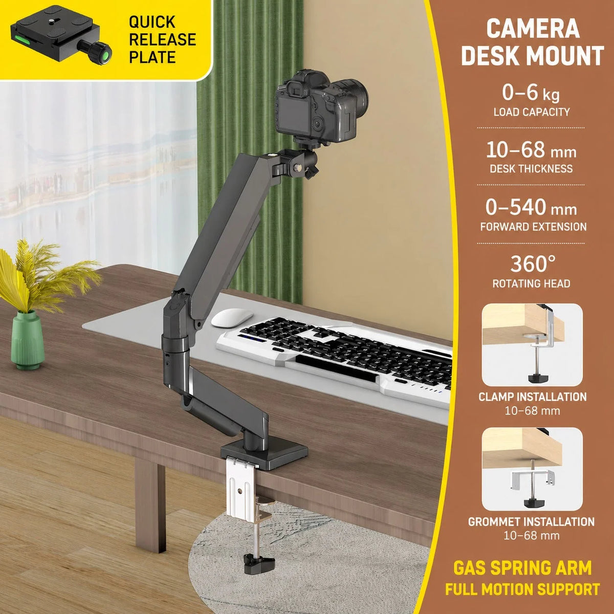 Phone & Tablet Holder Adjustable Arm 360° Rotating Mount