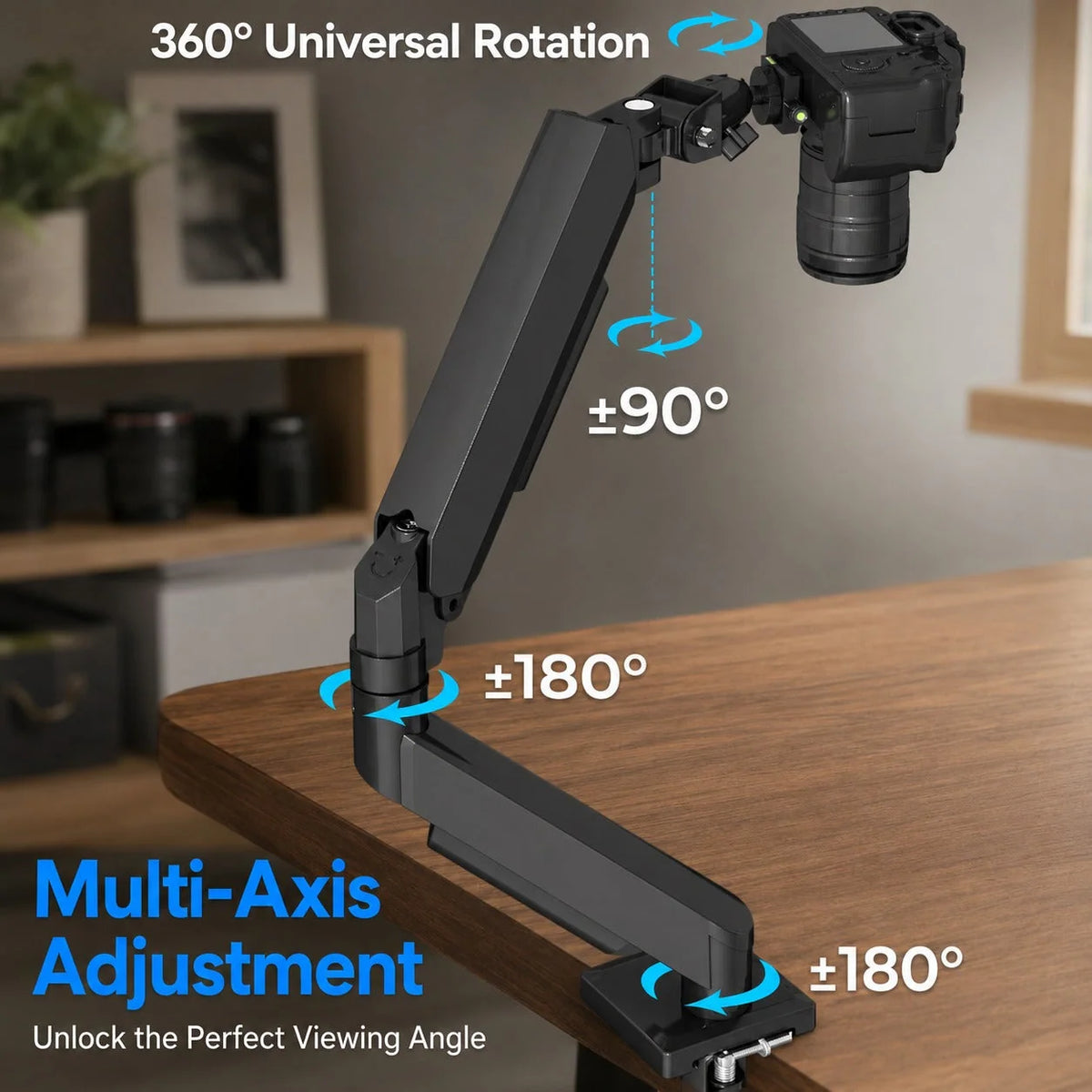 Phone & Tablet Holder Adjustable Arm 360° Rotating Mount