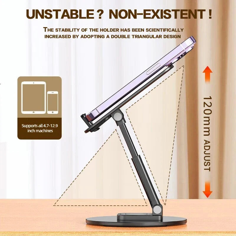 Phone & Tablet Stand Foldable 360° Rotating Non-Slip Base