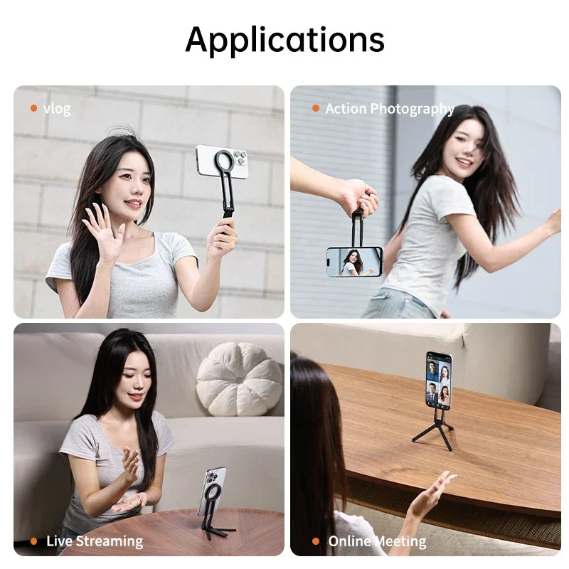 Phone Tripod Magnetic Foldable Clip-On