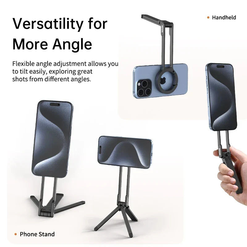 Phone Tripod Magnetic Foldable Clip-On