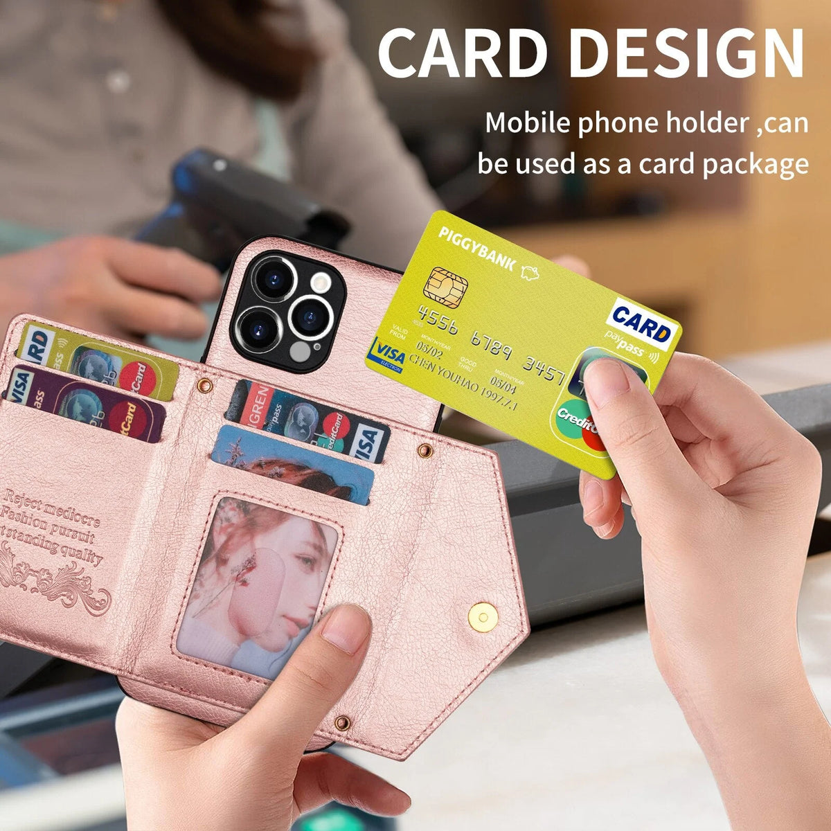 Phone Wallet Case Card Pocket Dustproof Lanyard