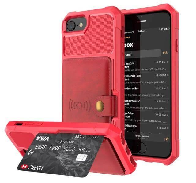 Phone Wallet Case Card Slots Adjustable Kickstand PU Leather