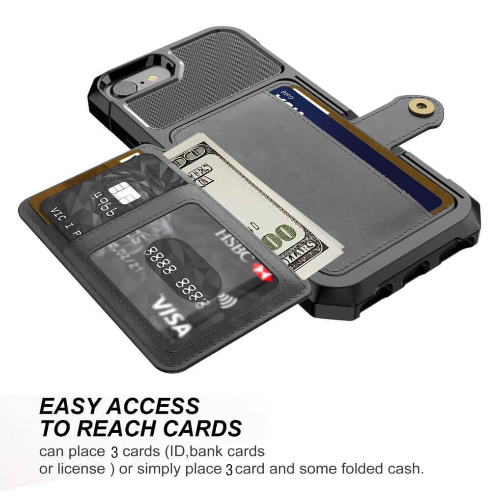 Phone Wallet Case Card Slots Adjustable Kickstand PU Leather