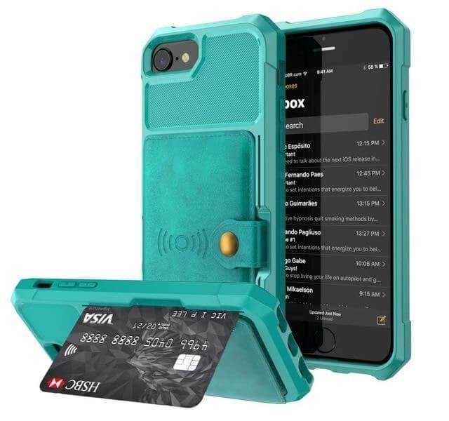 Phone Wallet Case Card Slots Adjustable Kickstand PU Leather