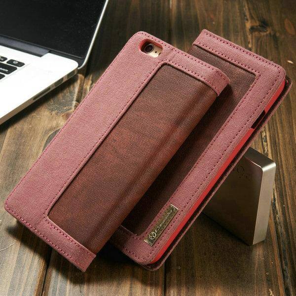 Phone Wallet Case Denim Canvas Built-In Stand Scratch-Resistant