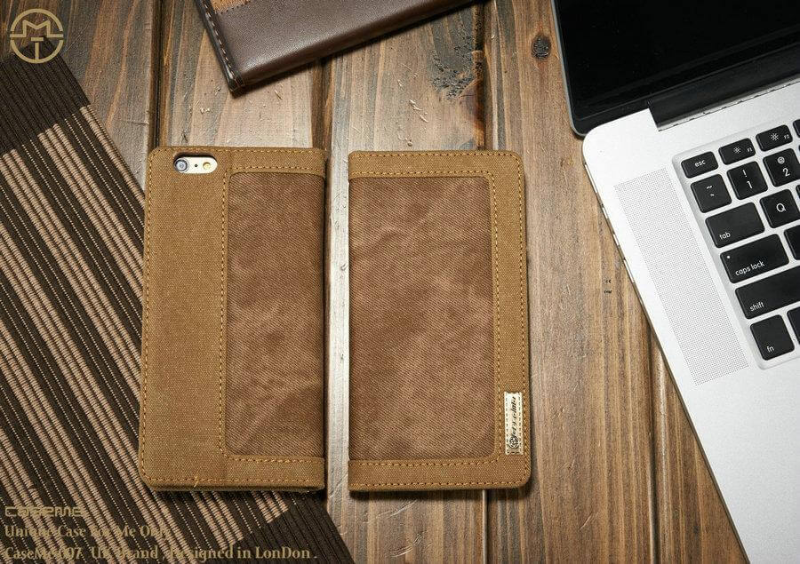 Phone Wallet Case Denim Canvas Built-In Stand Scratch-Resistant