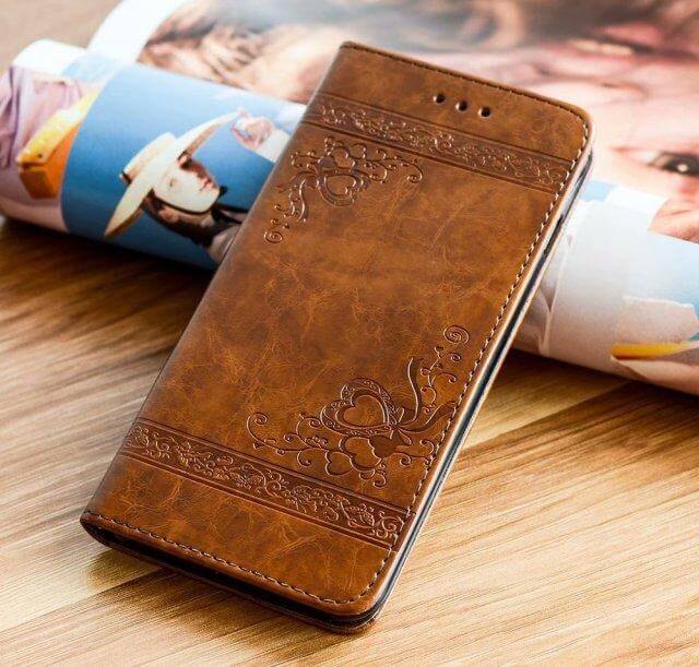Phone Wallet Case Leather Flip Cover With Card Pocket & Shockproof Protection