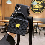 Phone Wallet Case PU Leather Card Storage With Rope Strap