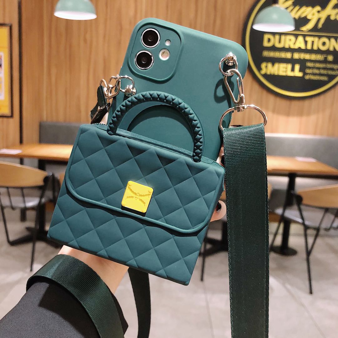 Phone Wallet Case PU Leather Card Storage With Rope Strap