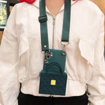 Phone Wallet Case PU Leather Card Storage With Rope Strap