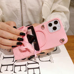 Phone Wallet Case PU Leather Card Storage With Rope Strap