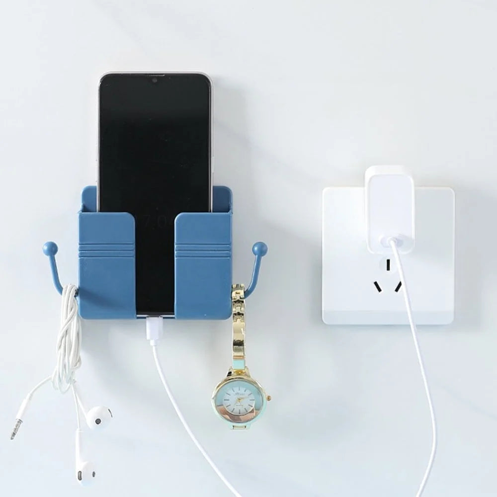 Phone and Remote Organizer Charging Stand with Storage Compartments