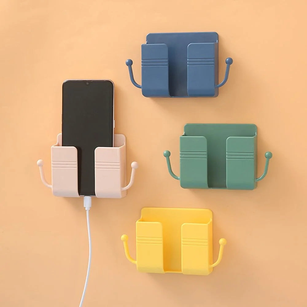 Phone and Remote Organizer Charging Stand with Storage Compartments