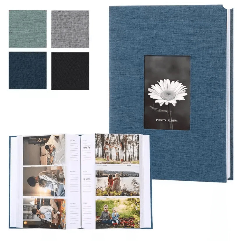 Photo Album Linen Cover Writable Acid-Free Pages