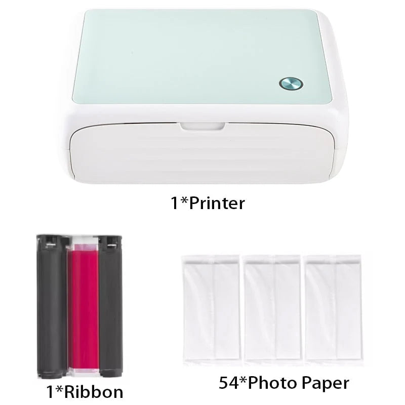Photo Printer Inkless Wireless Portable 300 DPI With 54 Sheets