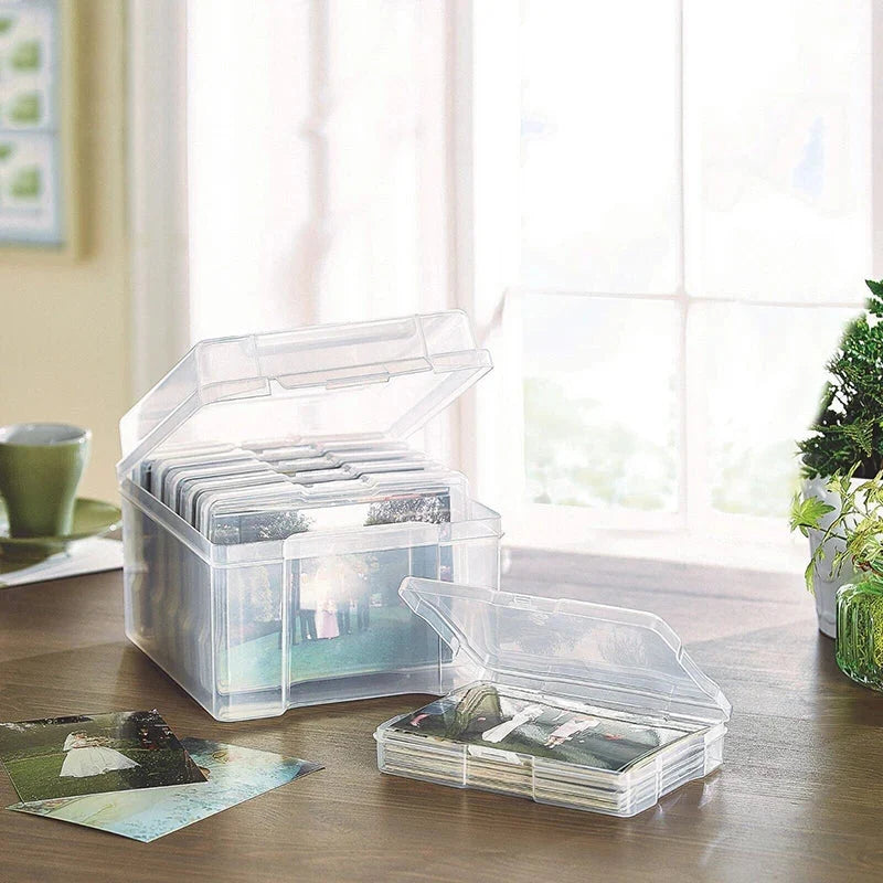 Photo Storage Box ABS Plastic with 6 Organizers & Secure Clasp