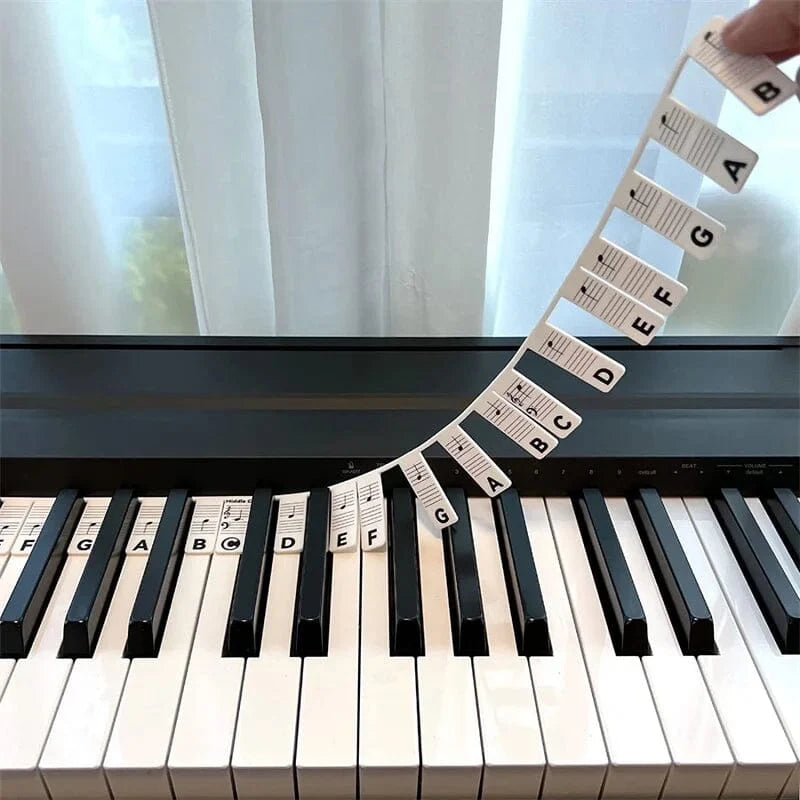 Piano Key Labels Removable Silicone Treble & Bass Staff