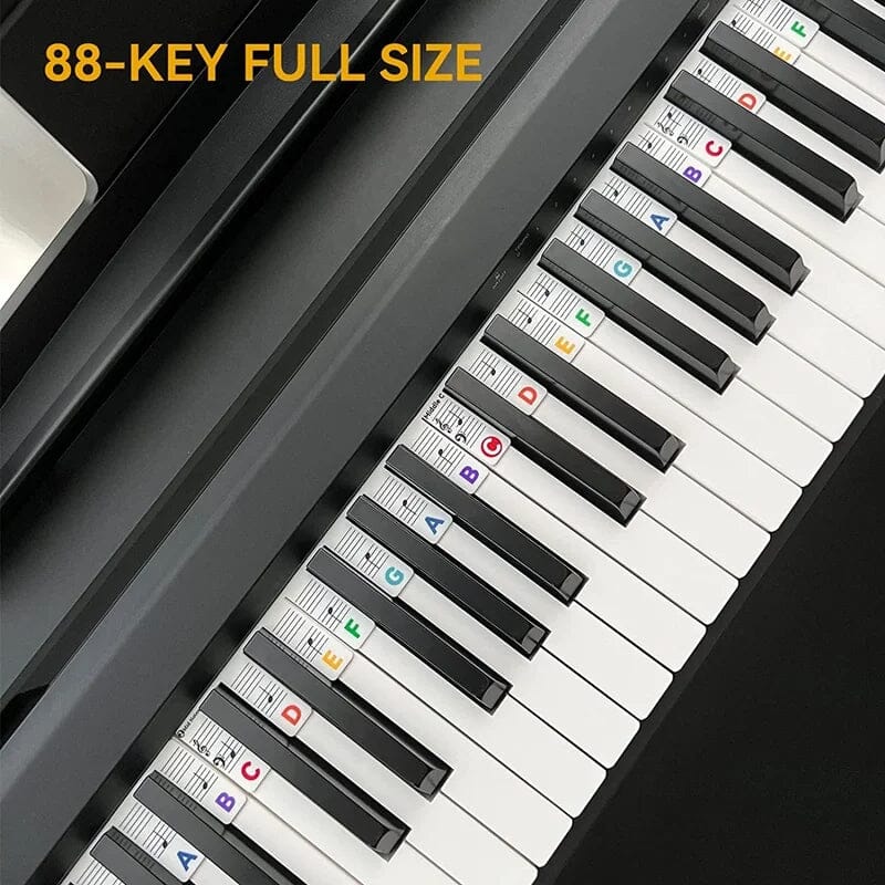 Piano Key Labels Removable Silicone Treble & Bass Staff