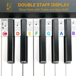 Piano Key Labels Removable Silicone Treble & Bass Staff
