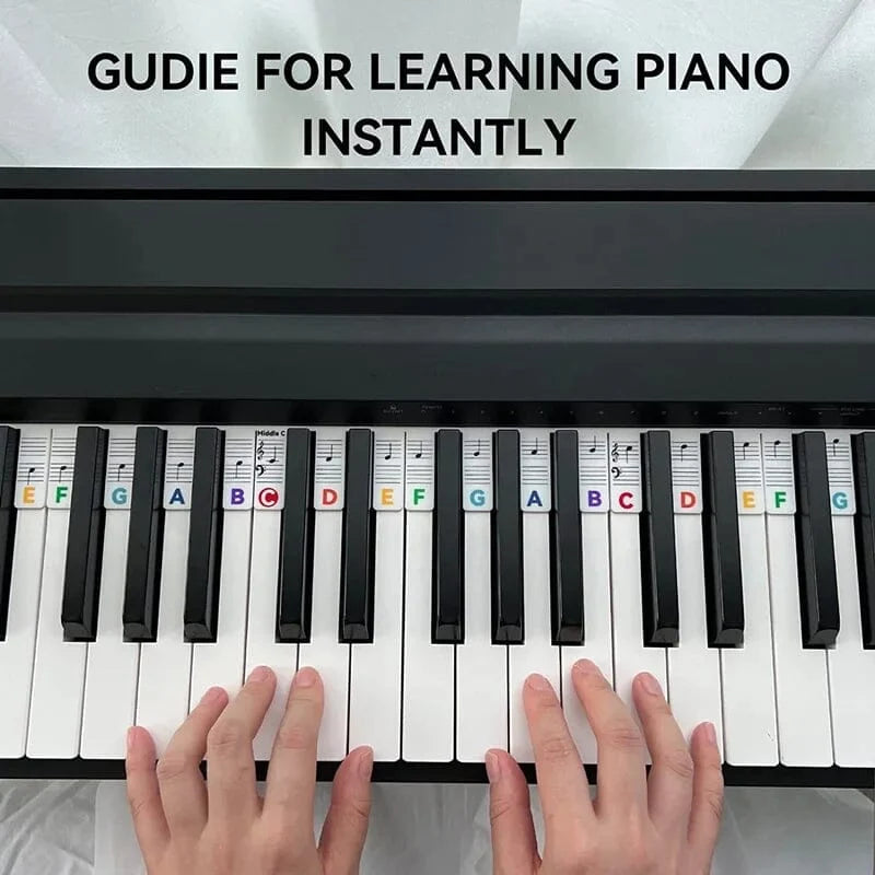 Piano Key Labels Removable Silicone Treble & Bass Staff