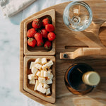 Picnic Table Natural Wood Divided Compartments for Wine and Snacks