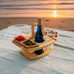 Picnic Table Natural Wood Wine & Snack Compartments