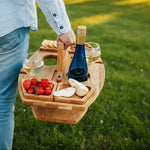 Picnic Table Natural Wood Wine & Snack Compartments