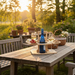 Picnic Table Natural Wood Wine & Snack Compartments