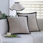 Pillow Cover 18x18 Microvelour Contrast Piping Concealed Zipper