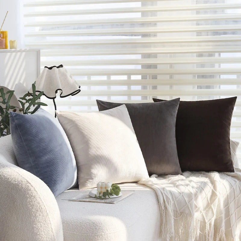 Pillow Cover 18x18in Fine Ribbed Cord Cotton-Poly Blend