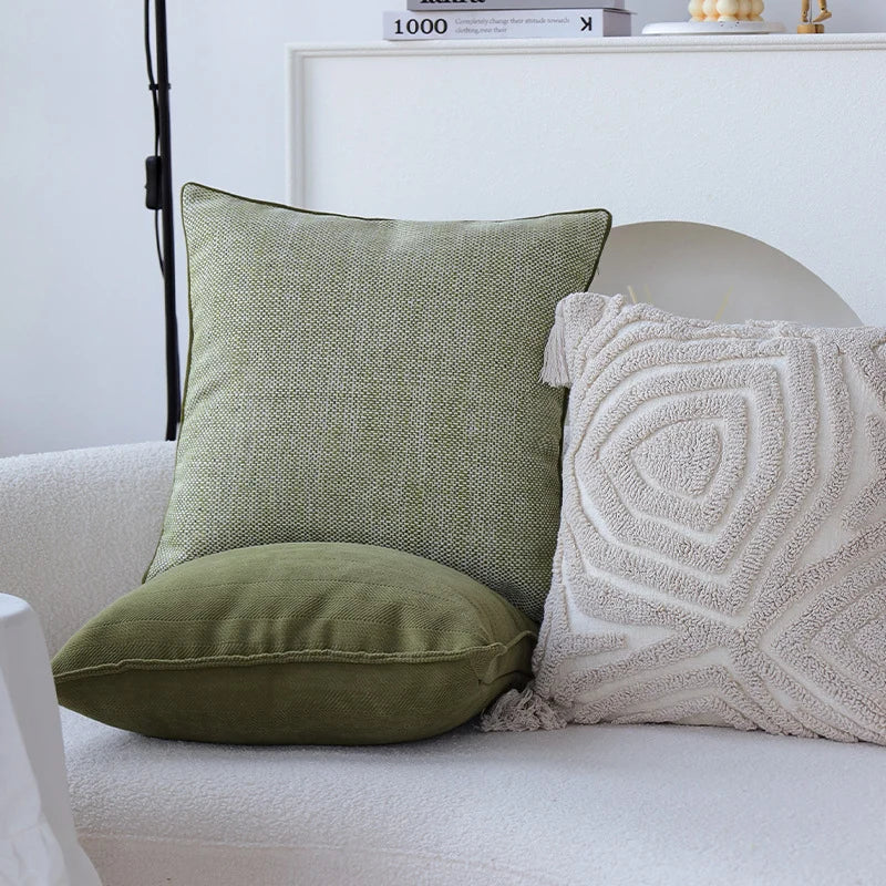Pillow Cover Abstract Houndstooth Jacquard Cotton-Linen 18x18