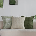 Pillow Cover Abstract Houndstooth Jacquard Cotton-Linen 18x18