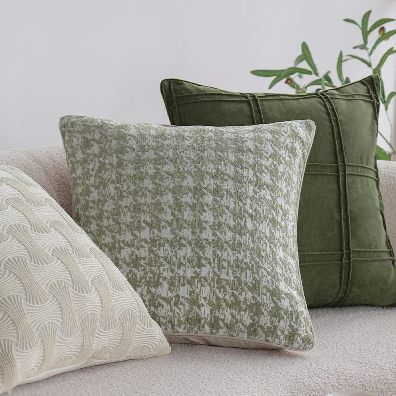 Pillow Cover Abstract Houndstooth Jacquard Cotton-Linen 18x18