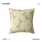 Pillow Cover Bamboo Print Cotton-Linen Concealed Zipper