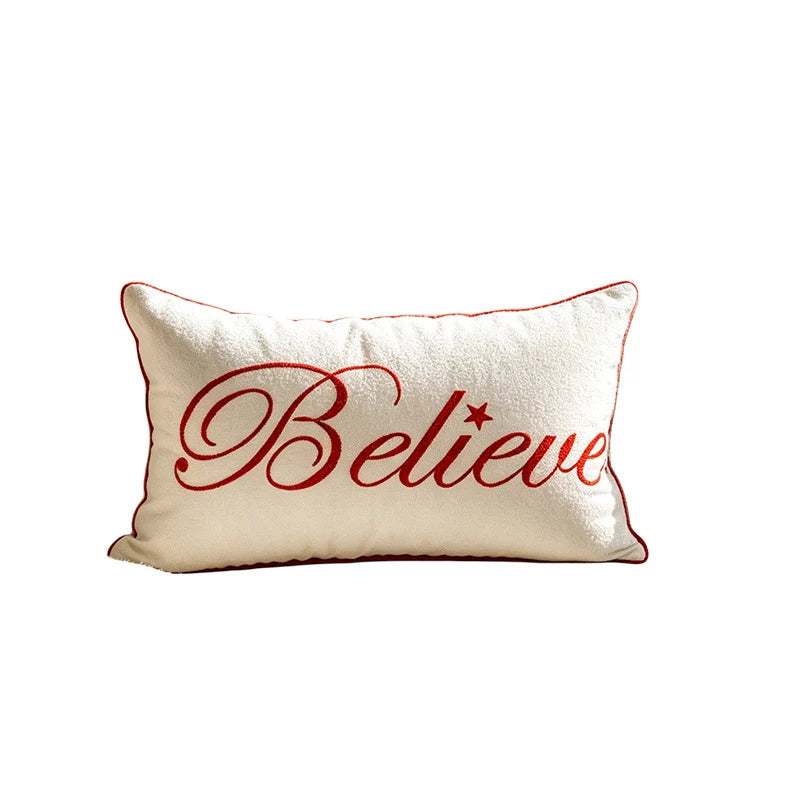 Pillow Cover Chenille Applique Cotton-Blend Hidden Zipper