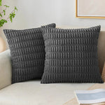 Pillow Cover Chenille Textured Grid Hidden Zipper