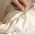 Pillow Cover Cotton Blend Cherry Embroidery & Ruffle Edge