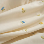 Pillow Cover Cotton Blend Cherry Embroidery & Ruffle Edge