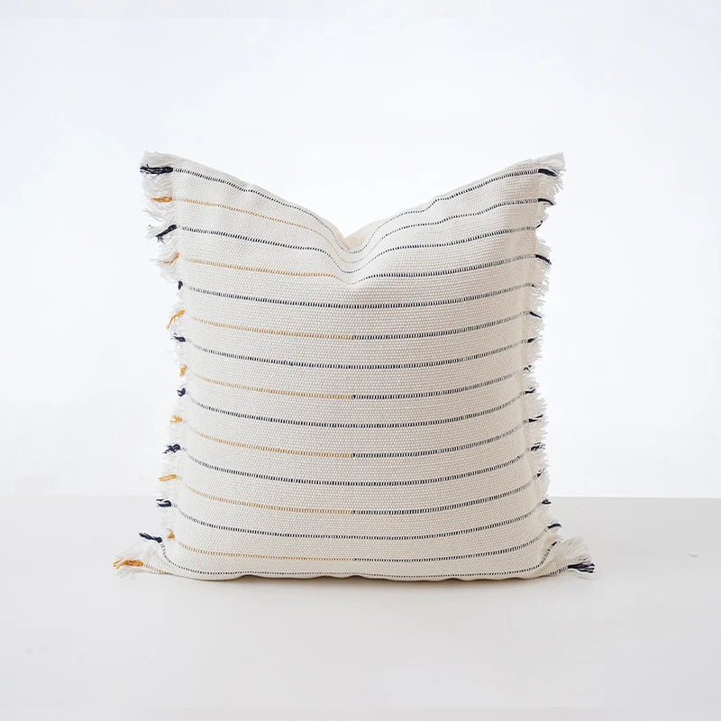 Pillow Cover Cotton Blend Crochet Trim Hidden Zipper