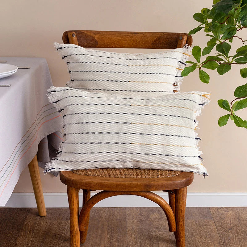 Pillow Cover Cotton Blend Tufted Hand-Fringed