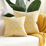Pillow Cover Cotton-Linen Floral Jacquard Hidden Zipper