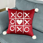 Pillow Cover Cotton-Linen Fuzzy Heart & Tassel Corners