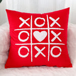 Pillow Cover Cotton-Linen Fuzzy Heart & Tassel Corners