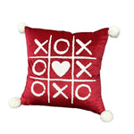 Pillow Cover Cotton-Linen Fuzzy Heart & Tassel Corners