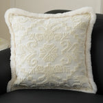 Pillow Cover Embossed Circle Faux Fur Trim 18x18in